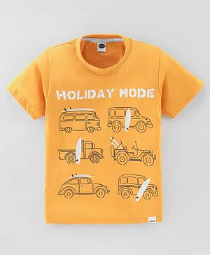 Teddy Sinker Half Sleeves T-Shirt Holiday Print- Yellow