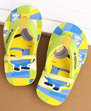 Cute Walk by Babyhug Slip On Flip Flops Minions Print - Yellow