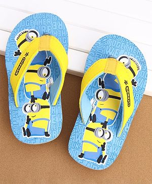 Cute Walk by Babyhug Flip Flops Minions Print - Blue