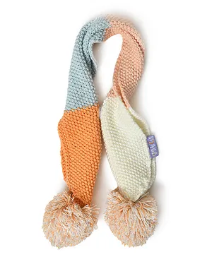 Mi Arcus Kids Knitted Scarf With Pom Pom - Peach