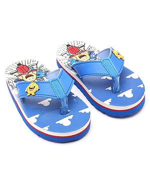 Cute Walk by Babyhug Slip On Style Monster Graphic & Applique Flip Flops - Blue