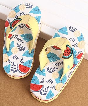 Cute Walk Slip On Style Watermelon Graphic & Applique Flip Flops - Yellow