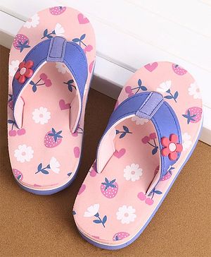 Cute Walk by Babyhug Slip On Style Flip Flops Floral Graphics and Applique - Light Pink