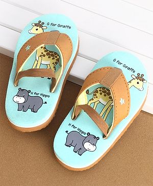 Cute Walk by Babyhug Back Strap Closure Flip Flops Giraffe Print - Blue
