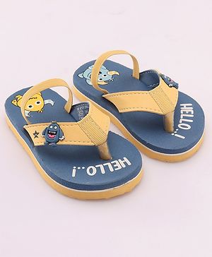 Cute Walk by Babyhug Slip On Style Flip Flops with Cartoon Graphics & Applique - Blue