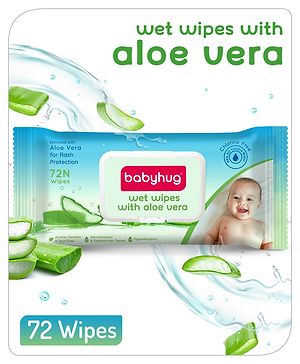 Babyhug Wet Wipes with Aloe Vera - 72 Pieces