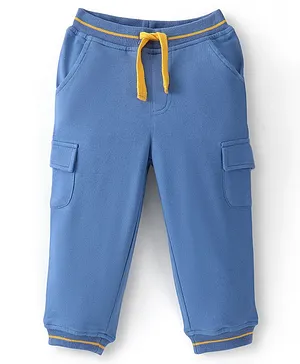 Babyhug Cotton Looper Knit Full Length Lounge  Pant Solid Color - Blue