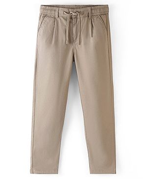 Pine Kids Cotton Elastane Woven   Full Length Solid Color Trouser - Beige