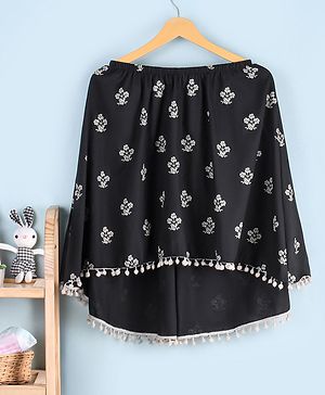 Babyhug Cotton Poncho Style Breast Feeding Nursing Cover Floral Print - Black