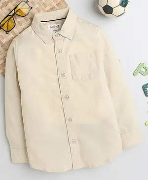 MANET Full Sleeves  Regular Collar Solid Shirt -  Cream