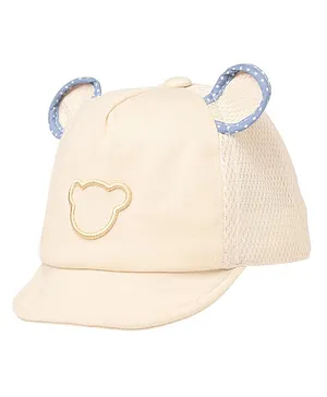 Kid-O-World Bear Face Embroidered & Ear Detailed Cap -  Beige