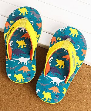Cute Walk by Babyhug Slip on Flip Flops Dino Print - Yellow