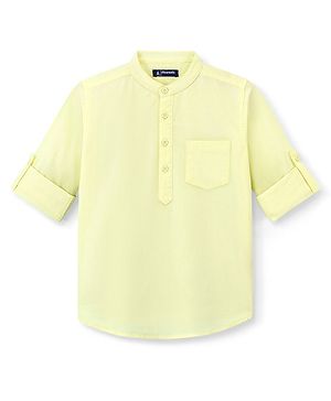 Pine Kids Cotton Woven Full Sleeves Solid Shirt - Yellow