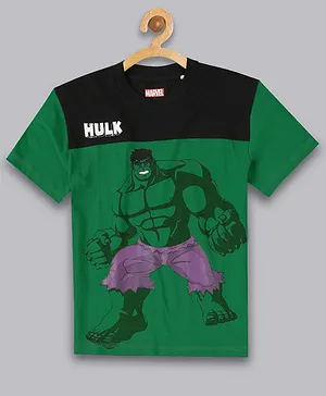 Kidsville Half Sleeves Marvel Avengers The Hulk Featured Printed Tee - Green