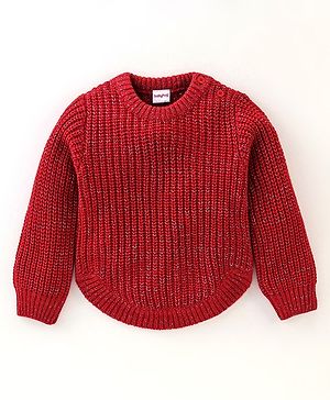 Babyhug Knit Full Sleeves Sweater Cable Knit Design - Red