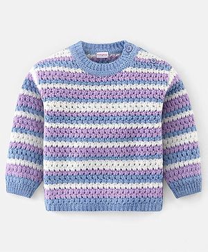 Babyhug Knit Full Sleeves Striped Sweater - Multicolour