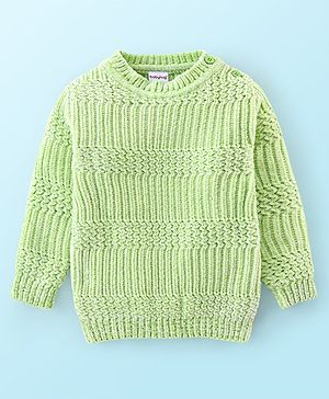 Babyhug Knit Full Sleeves Sweater with Cable Knit Design - Green