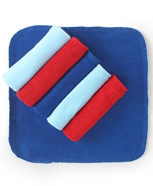 Babyhug Cotton Knit Wash Cloth Solid Colour Pack of 6 - Multicolour