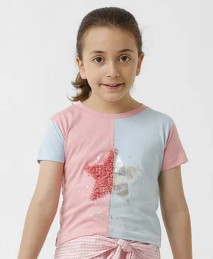 Kate & Oscar Cut And Sew Contrast Star Printed T-Shirt - Blue