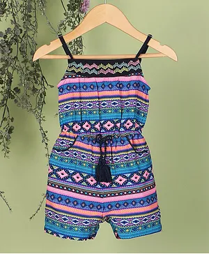 Nauti Nati Sleeveless Block Motif Printed Jumpsuit - Blue