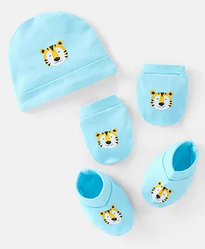 Doodle Poodle 100% Cotton Tiger Print Caps Mittens & Booties- Diameter 11.5 cm