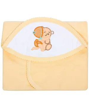 Tinycare Hooded Towel Super Baby Print - Light Orange