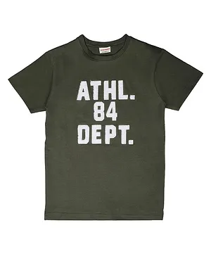 RAINE AND JAINE Half Sleeves Athletic Embroidered Tee - Brown
