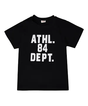 RAINE AND JAINE Half Sleeves Athletic Embroidered Tee - Black