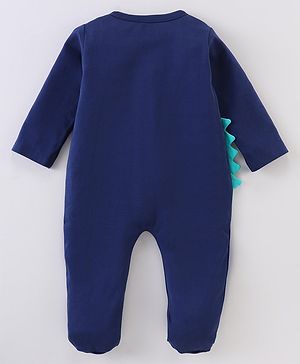 Babyhug Interlock Cotton Knit Full Sleeves Footed Sleep Suit Koala Print - Blue