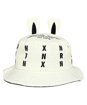 Kid-O-World Alphabet Printed Ears Applique Hat - White