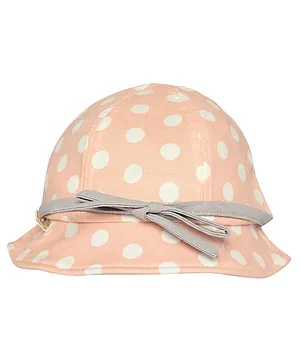 Kid-O-World Polka Printed Canvas Hat - Peach