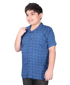 SNL Rayon Half Sleeves All Over Turtle Motif Printed Resort Shirt - Blue