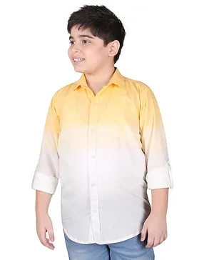 SNL Cotton Roll Up Full Sleeves Ombre Shirt - Mustard Yellow