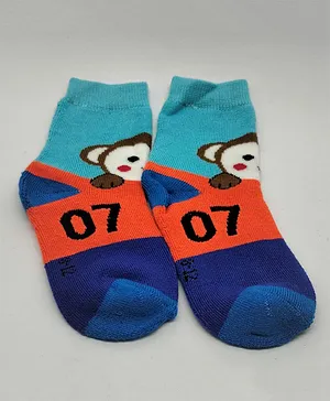 Kid-O-World Monkey Patch Design Socks -  Orange