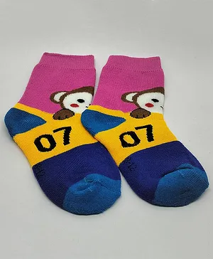 Kid-O-World Monkey Patch Design Socks -  Pink