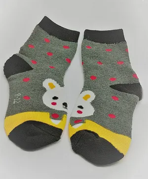 Kid-O-World Bear Design Polka Dotted Socks -  Yellow & Black