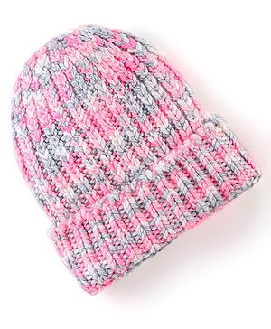 Babyhug Striped Design Woollen Cap Pink - Diameter 11.5 cm