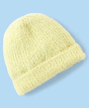 Babyhug Woolen Knit Cap Lemon Yellow - Diameter 11 cm