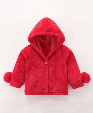 Kookie Kids Full Sleeves Hooded Jacket Solid Colour - Red