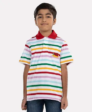 Growing Tree Half Sleeves Striped Tee - White