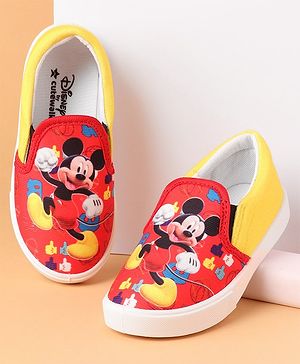 Cute Walk by Babyhug Slip On Casual Shoes Mickey Mouse Print - Red