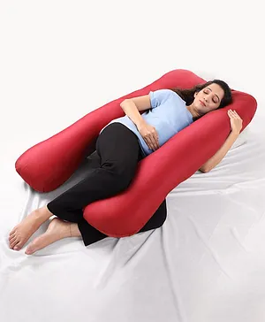 Babyhug 100% Cotton Flexible & Supportive U Shape Maternity Pillow - Maroon