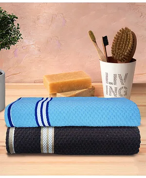 Athom Living Popcorn Textured Solid Bath Towel Pack Of 2 - Blue & Maroon