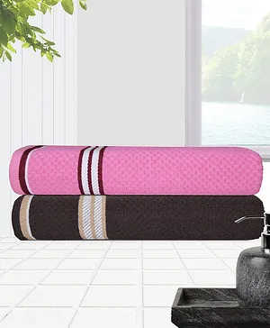 Athom Living Popcorn Textured Solid Bath Towel Pack Of 2 - Pink & Maroon