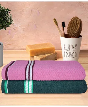 Athom Living Popcorn Textured Solid Bath Towel Pack of 2 - Multicolor