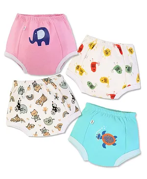 Plan B Pack Of 4 100% Cotton Padded Potty Training Underwears - Baby Pink, White, Blue