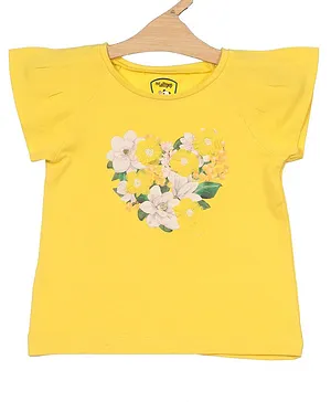 Lil Lollipop Short Sleeves Floral Printed Top - Yellow
