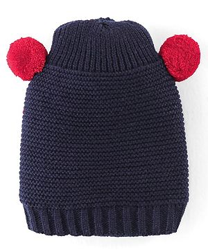 Babyhug  Woollen Caps with Pompom - Navy Blue