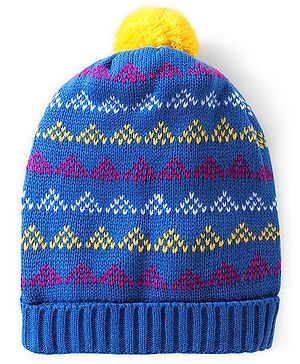 Babyhug Woollen Caps with Pompom Aqua -  Diameter 10 cm