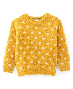 Babyhug Knit Full Sleeves Pullover Polka Dots Design - Yellow